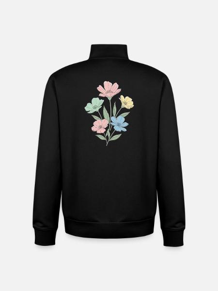 Fleurs pastel dans le style aquarelle - Sweat zippé unisexe en coton bio Stanley/Stella - noir