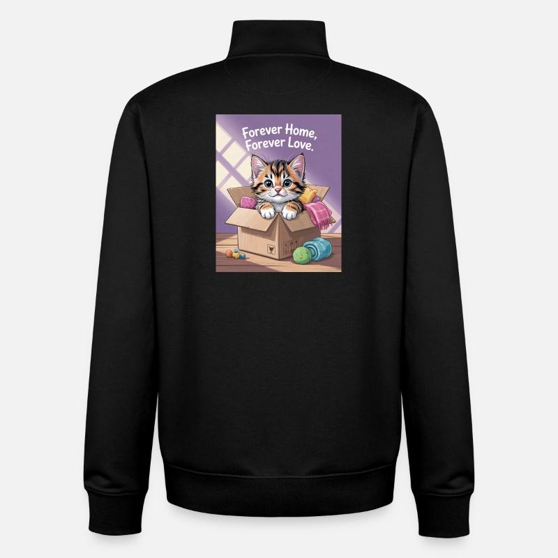 Forever Home Kitten in Box - Unisex Organic Zip Sweatshirt von Stanley/Stella - Schwarz