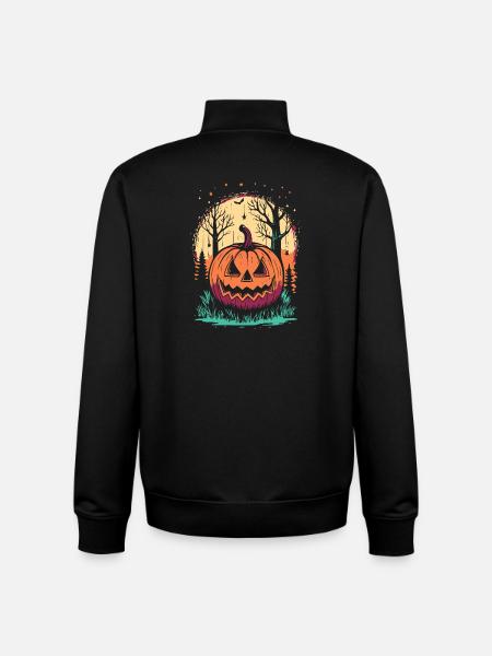 Halloween pumpkin in the forest - Unisex Organic Zip Sweatshirt by Stanley/Stella - black