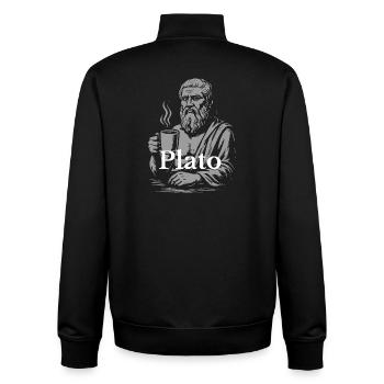 Plato Kaffeetasse Porträt - Unisex Organic Zip Sweatshirt von Stanley/Stella - Schwarz - Hinten - AI Model Male 185 light (185cm)