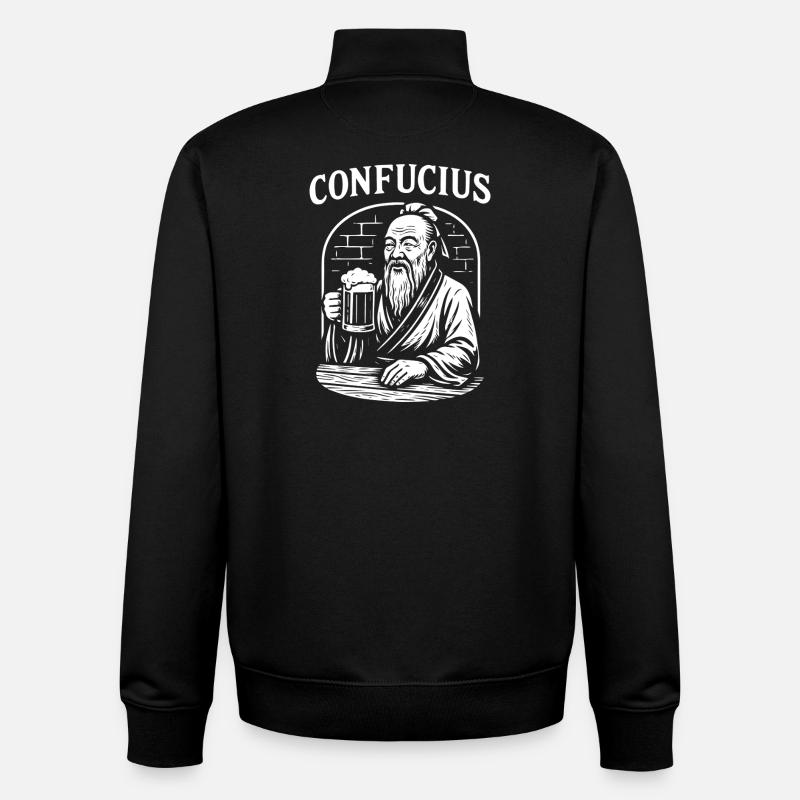 Cadeau de toast Confucius - Sweat zippé unisexe en coton bio Stanley/Stella - noir