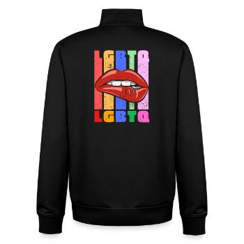 LGBT LGBTQ+ Rétro Vintage Lèvres colorées Art Pride - Sweat zippé unisexe en coton bio Stanley/Stella - noir - Dos - AI Model Male 185 light (185cm)