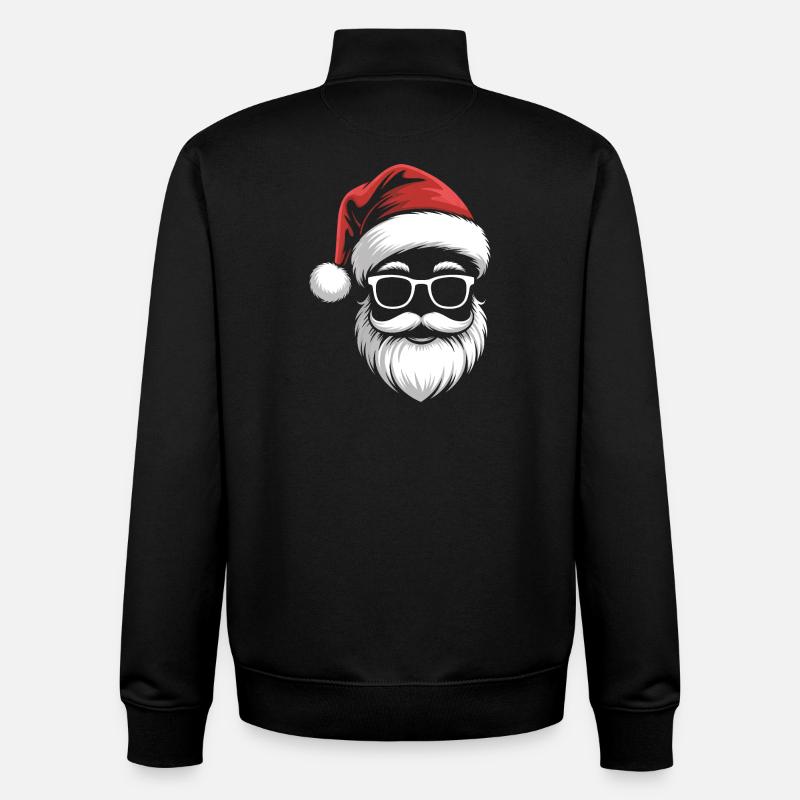 Cool Santa with sunglasses - Unisex Organic Zip Sweatshirt by Stanley/Stella - black