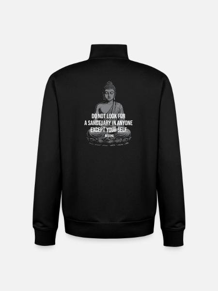 Self Sanctuary Buddha Quote Design - Unisex Organic Zip Sweatshirt by Stanley/Stella - black