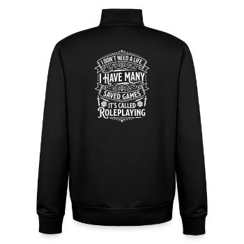 Saved Games: Role-Playing Humor - Unisex Organic Zip Sweatshirt by Stanley/Stella - black - Back - AI Model Male 185 light (185cm)