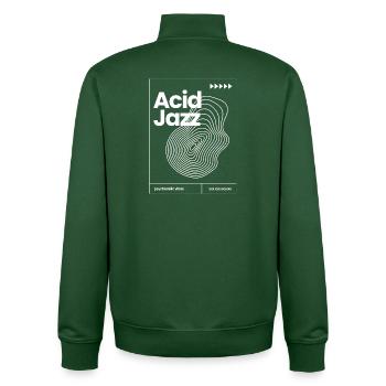 Acid Jazz music poster design - Unisex Organic Zip Sweatshirt by Stanley/Stella - bottle green - Back - AI Model Male 185 dark (185cm)