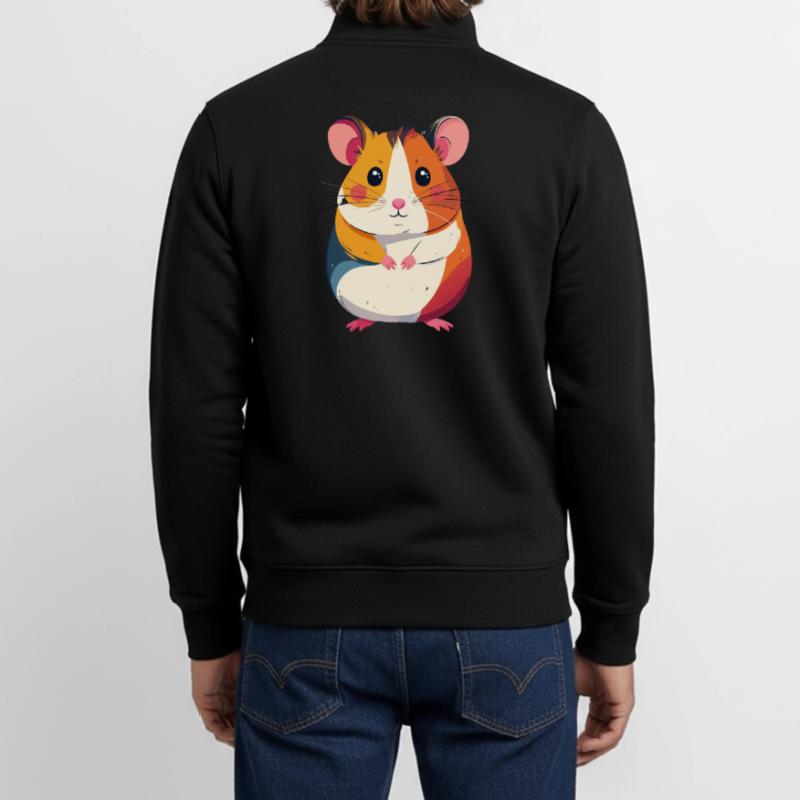 Petit motif coloré de patchwork de hamster mignon Sweat zippé unisexe en coton bio Stanley/Stella