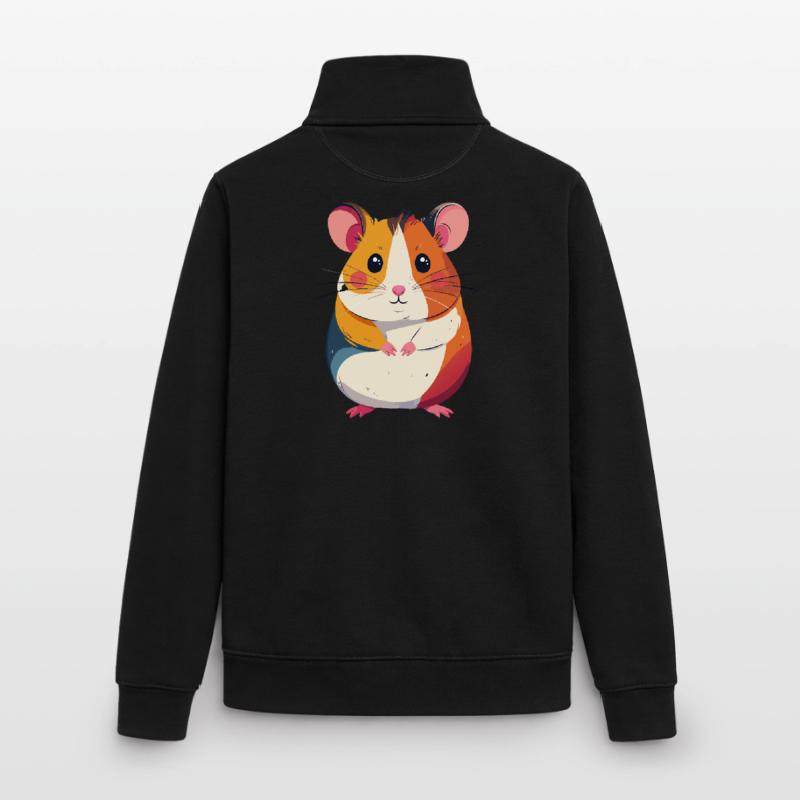 Petit motif coloré de patchwork de hamster mignon Sweat zippé unisexe en coton bio Stanley/Stella