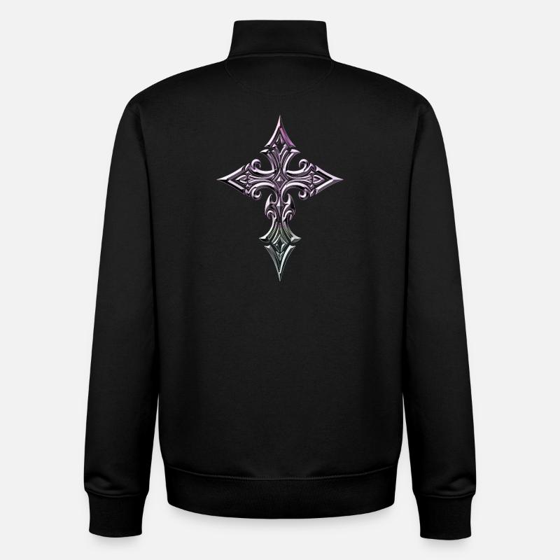 Irisierendes, verziertes Kreuz - Unisex Organic Zip Sweatshirt von Stanley/Stella - Schwarz