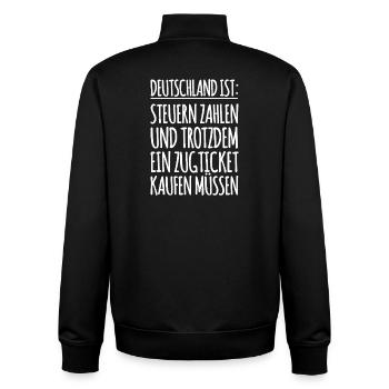 Lustiger Spruch Steuern Arbeit - Unisex Organic Zip Sweatshirt von Stanley/Stella - Schwarz - Hinten - AI Model Male 185 light (185cm)