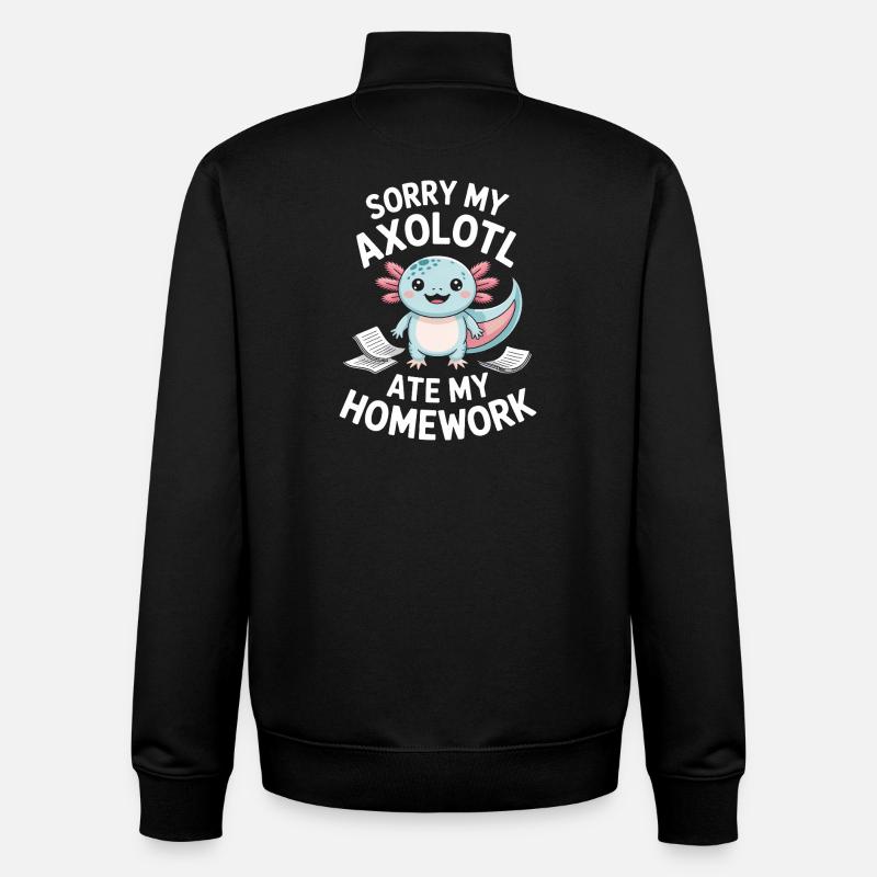 Axolotl Homework Heist - Unisex Organic Zip Sweatshirt by Stanley/Stella - black