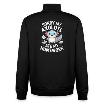Axolotl hat meine Hausaufgaben gefressen. - Unisex Organic Zip Sweatshirt von Stanley/Stella - Schwarz - Hinten - AI Model Male 185 light (185cm)