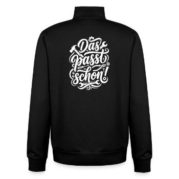 Das passt schon Handwerker Spruch - Unisex Organic Zip Sweatshirt von Stanley/Stella - Schwarz - Hinten - AI Model Male 185 light (185cm)