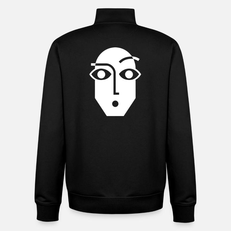 Visage abstrait linéaire noir et blanc - Sweat zippé unisexe en coton bio Stanley/Stella - noir