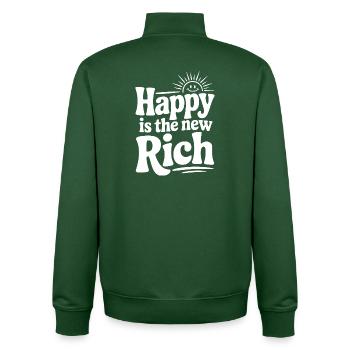 Glücklich ist der neue Reiche - Unisex Organic Zip Sweatshirt von Stanley/Stella - Flaschengrün - Hinten - AI Model Male 185 dark (185cm)