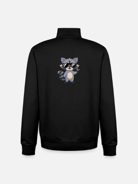 Raccoon with sunglasses - Unisex Organic Zip Sweatshirt by Stanley/Stella - black