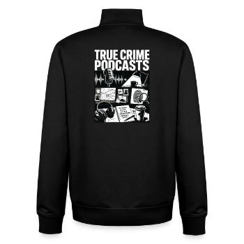 True Crime Podcast Ermittler - Unisex Organic Zip Sweatshirt von Stanley/Stella - Schwarz - Hinten - AI Model Male 185 light (185cm)