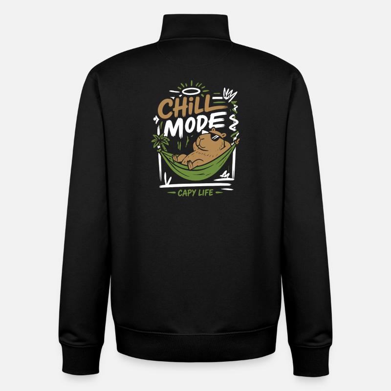 Chill Mode Capy Life - Sweat zippé unisexe en coton bio Stanley/Stella - noir