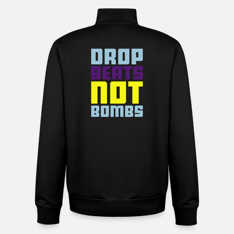 drop beats not bombs - Sweat zippé unisexe en coton bio Stanley/Stella - noir