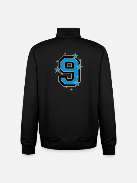 The number 9 - Unisex Organic Zip Sweatshirt by Stanley/Stella - black