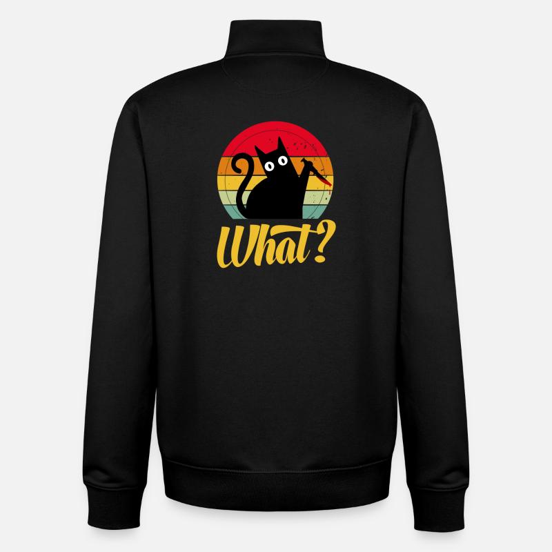 Katze Mit Messer lustig Geschenkidee - Unisex Organic Zip Sweatshirt von Stanley/Stella - Schwarz