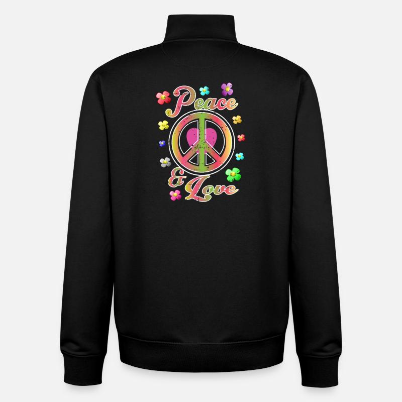 Frieden und Liebe - Unisex Organic Zip Sweatshirt von Stanley/Stella - Schwarz