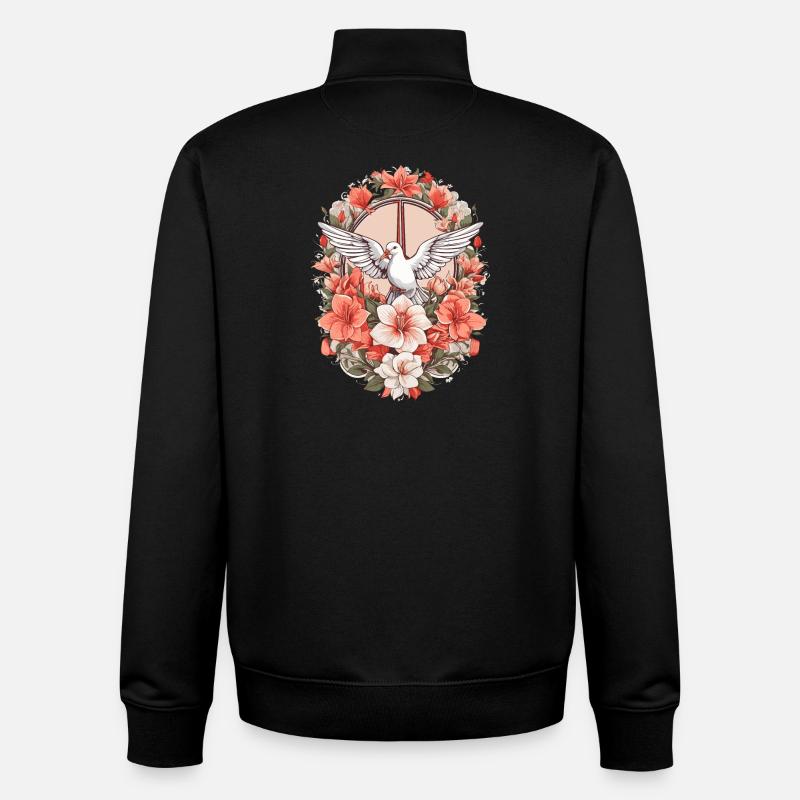 Friedenszeichen mit Taube - Unisex Organic Zip Sweatshirt von Stanley/Stella - Schwarz