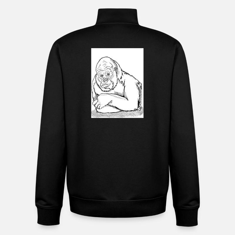 Nachdenklicher Gorilla - Unisex Organic Zip Sweatshirt von Stanley/Stella - Schwarz