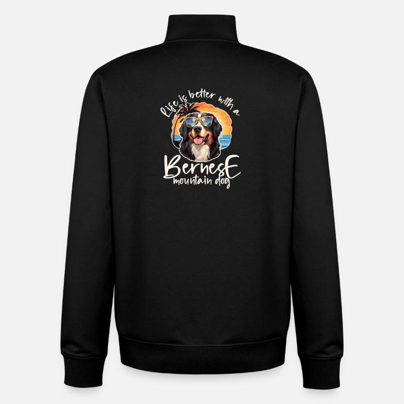 Bouvier bernois - Sweat zippé unisexe en coton bio Stanley/Stella - noir