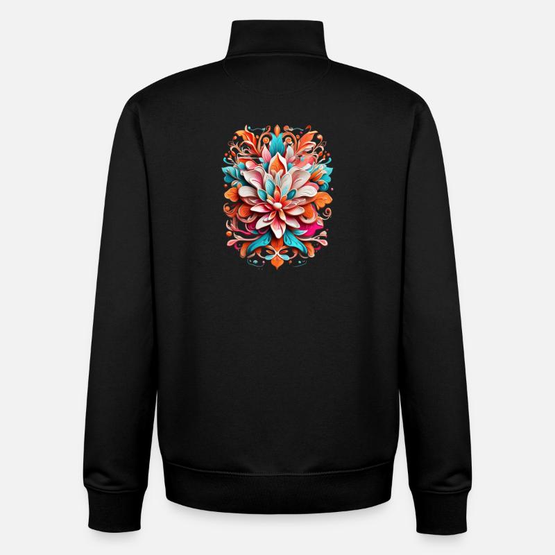 Farbenfrohes Blumenpracht-Muster - Unisex Organic Zip Sweatshirt von Stanley/Stella - Schwarz