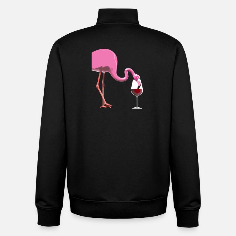 Flamant rose avec verre à vin - Sweat zippé unisexe en coton bio Stanley/Stella - noir