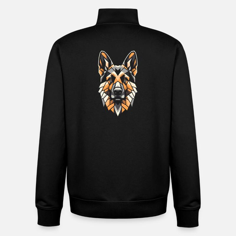 Deutscher Schäferhund Hundekopf Geometrie Polygon Kunst - Unisex Organic Zip Sweatshirt von Stanley/Stella - Schwarz
