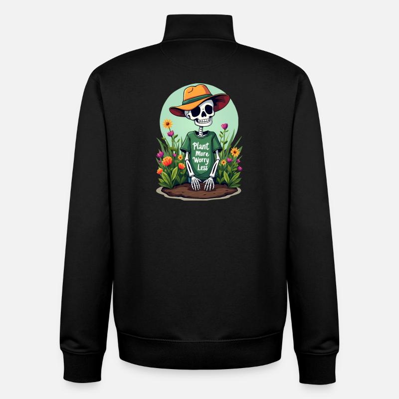 PLANTEZ PLUS, SOUCIEZ-VOUS MOINS - Sweat zippé unisexe en coton bio Stanley/Stella - noir