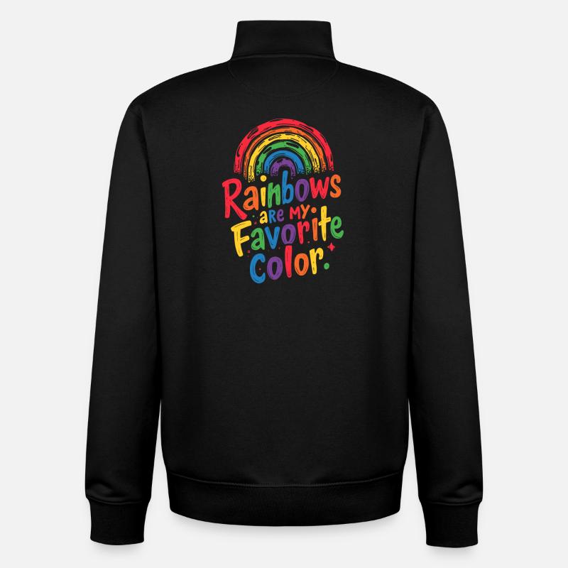 LES ARCS-EN-CIEL SONT MA COULEUR PRÉFÉRÉE - Sweat zippé unisexe en coton bio Stanley/Stella - noir