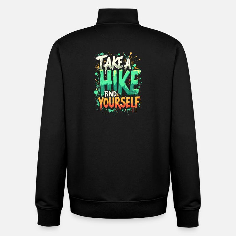 TAKE A HIKE, FIND YOURSELF - Unisex Organic Zip Sweatshirt by Stanley/Stella - black