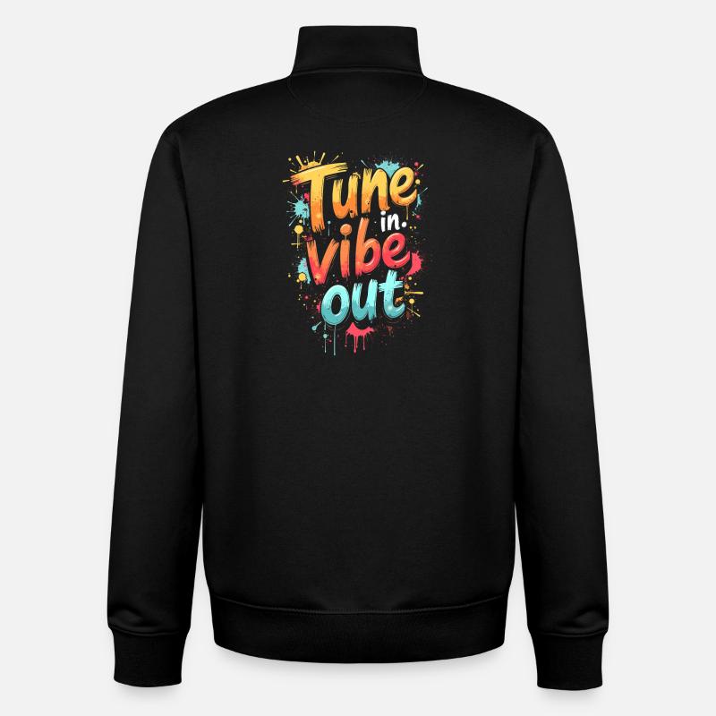 SYNTONISEZ-VOUS, VIBE OUT, CITATION MUSICALE - Sweat zippé unisexe en coton bio Stanley/Stella - noir