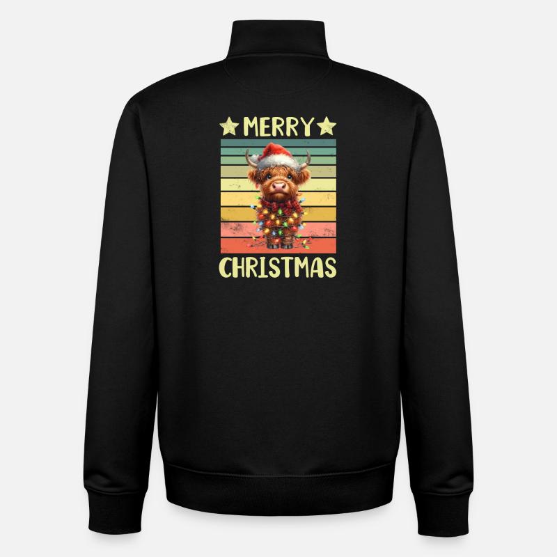 Vache bovine écossaise Highland - Sweat zippé unisexe en coton bio Stanley/Stella - noir
