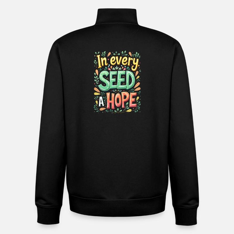 DANS CHAQUE GRAINE, UN ESPOIR - Sweat zippé unisexe en coton bio Stanley/Stella - noir