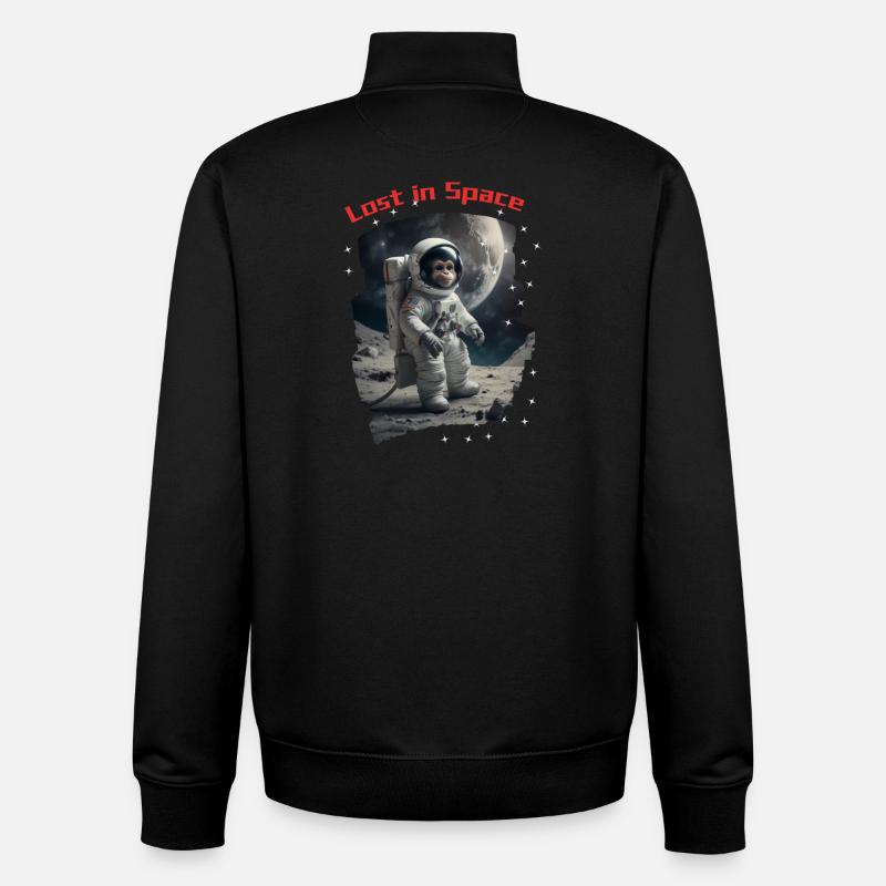 Lost in Space - Monkey as Astronaut - Unisex Organic Zip Sweatshirt by Stanley/Stella - black