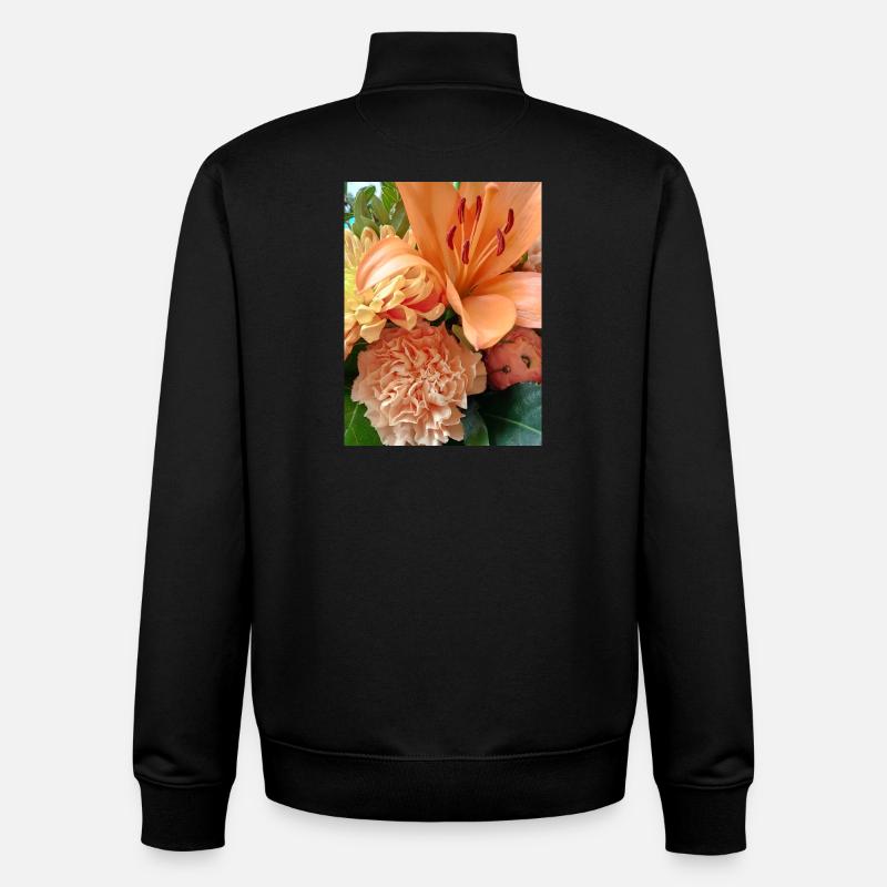 Warm orange floral pattern - Unisex Organic Zip Sweatshirt by Stanley/Stella - black