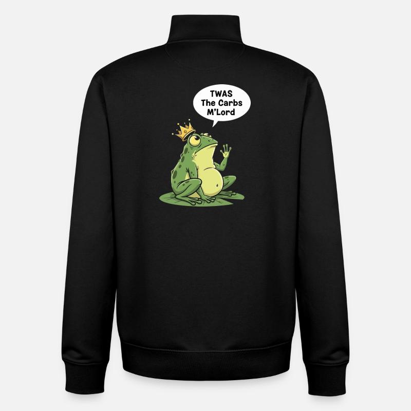Regal Frog Carbohydrate King Design - Sweat zippé unisexe en coton bio Stanley/Stella - noir