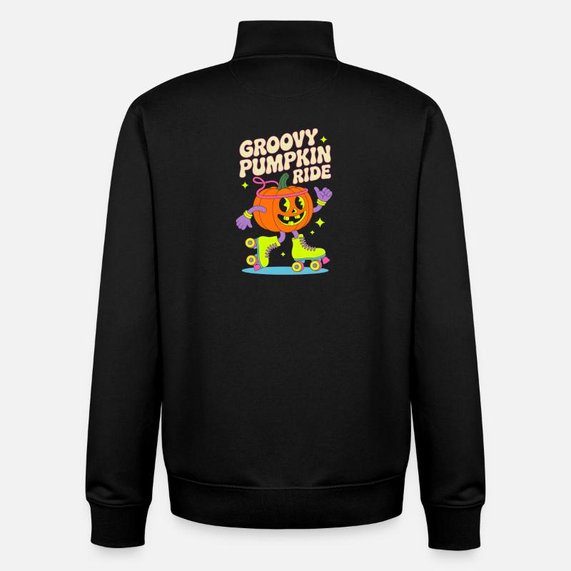 Groovy Pumpkin Patin en ligne - Sweat zippé unisexe en coton bio Stanley/Stella - noir