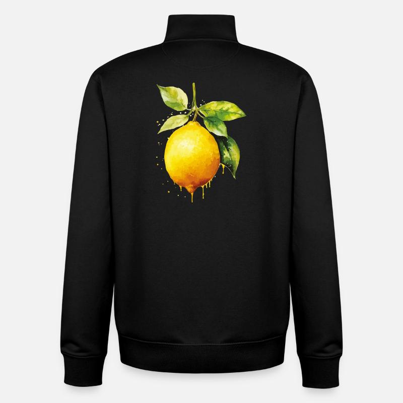 Zitronen in Wasserfarbenoptik - Unisex Organic Zip Sweatshirt von Stanley/Stella - Schwarz