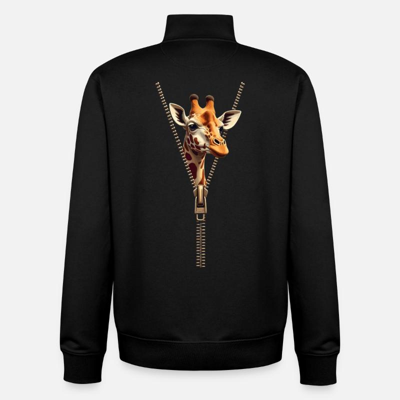 Stylized Giraffe with Zipper - Unisex Organic Zip Sweatshirt by Stanley/Stella - black