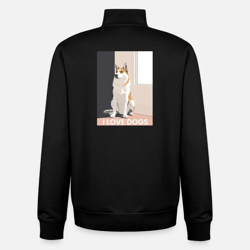 Illustration de chien mignon avec texte - Sweat zippé unisexe en coton bio Stanley/Stella - noir