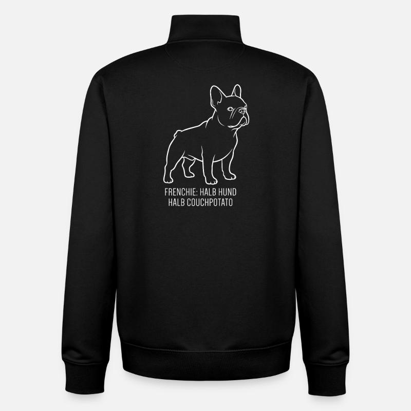 Frenchie : mi-chien, mi-patate de canapé - Sweat zippé unisexe en coton bio Stanley/Stella - noir