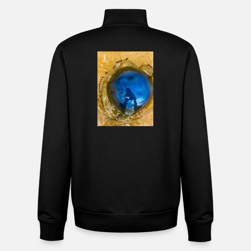 Méduse bleue avec Reflet sur Le Sable "Moi et mon Yelly - Sweat zippé unisexe en coton bio Stanley/Stella - noir