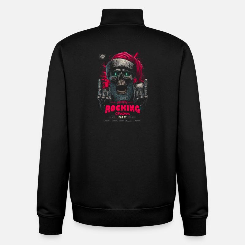 Crâne de Noël à bascule - Sweat zippé unisexe en coton bio Stanley/Stella - noir