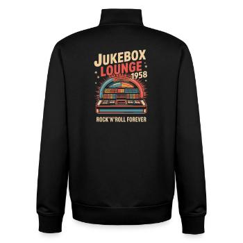Vintage Musik Werbung - Unisex Organic Zip Sweatshirt von Stanley/Stella - Schwarz - Hinten - AI Model Male 185 light (185cm)