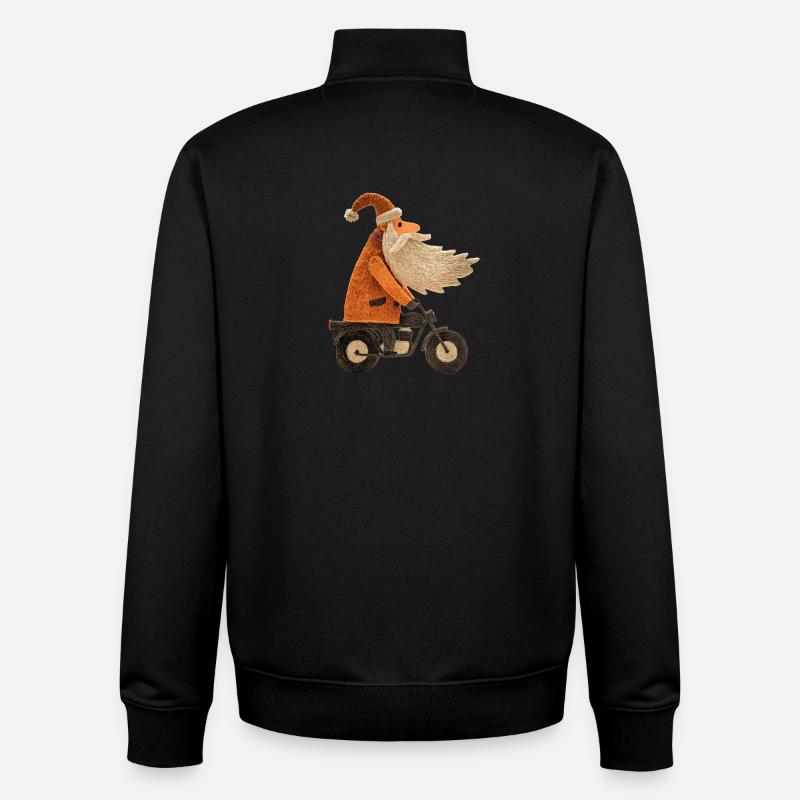 Weihnachtsmann auf Motorrad - Unisex Organic Zip Sweatshirt von Stanley/Stella - Schwarz